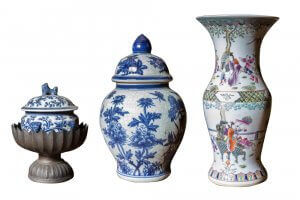 A collection of Chinese vases.