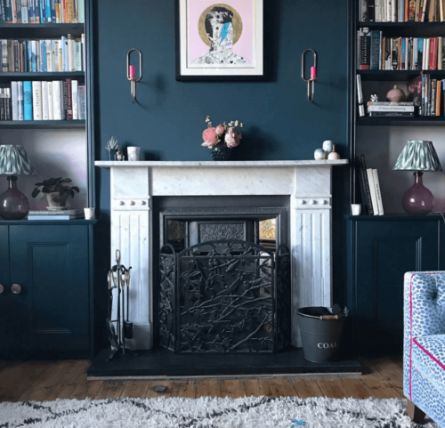 Prussian blue on a living room wall.