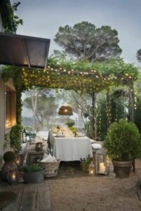 Creating the perfect summer dining area: fairy lights.