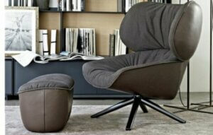 Fabric and faux leather armchair.