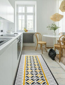 Use vinyl matting to create a child-proof kitchen.