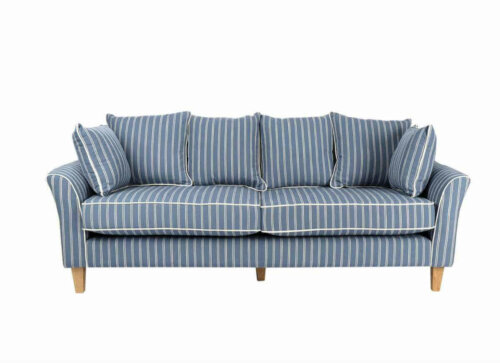 One of the best blue striped sofas.