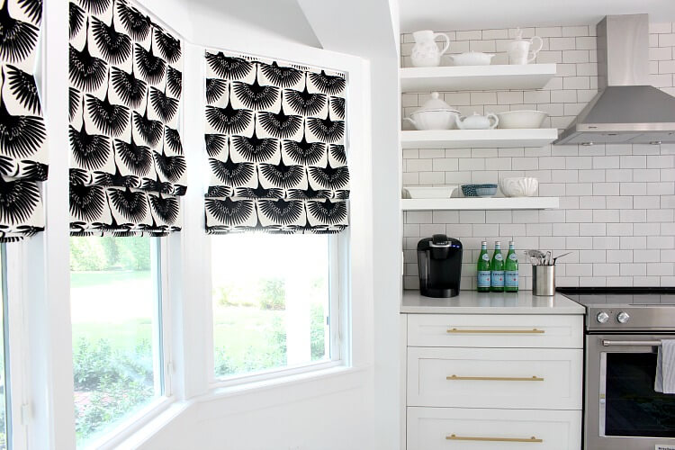 Roman blinds in the kitchen.