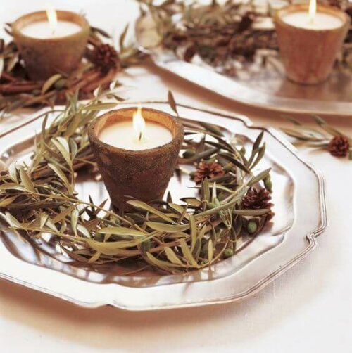 A candle centerpiece.