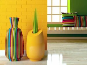 Colorful modern-style vases.