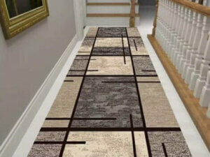 A natural coconut fiber rug.