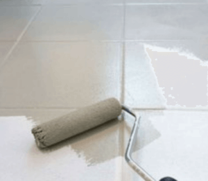 Painting floor tiles.