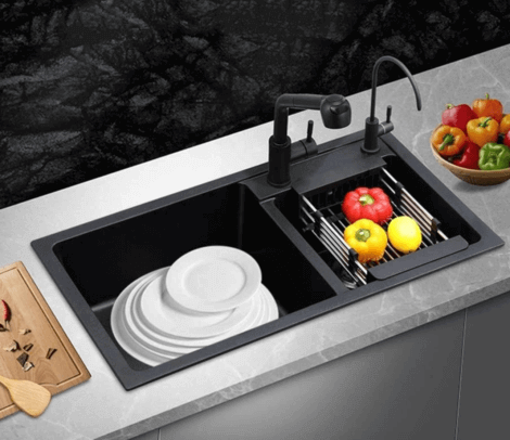 A quartz kitchen sink