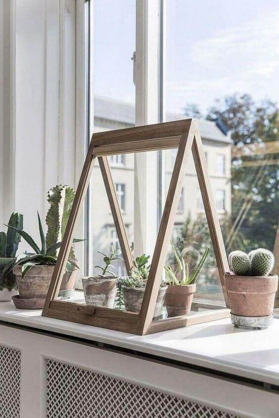 Simple winter garden sitting on the window sill