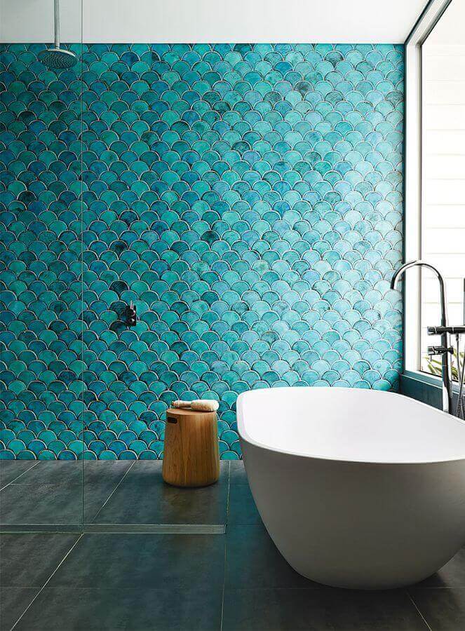One of the texture types with blue glazed bathroom wall