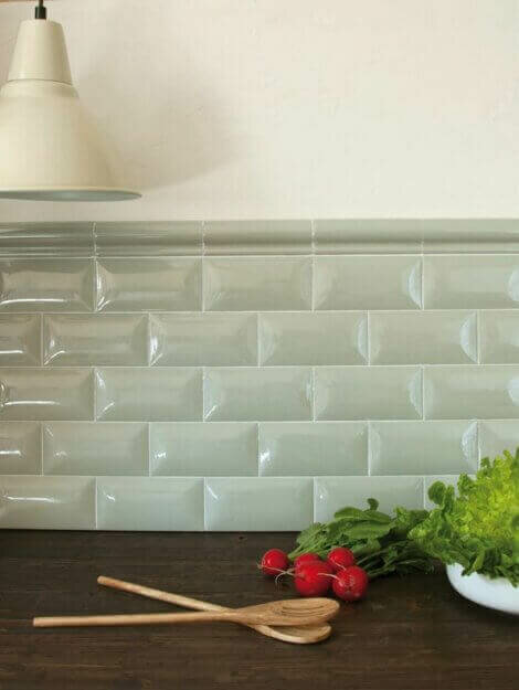 Pillow tiles done halfway up a wall