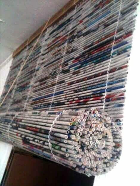A shade made out of newspaper