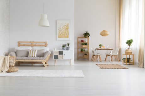 White room with blond wood