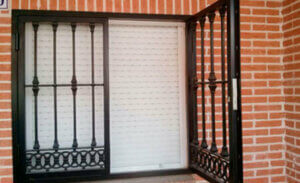 Wrought iron grille.