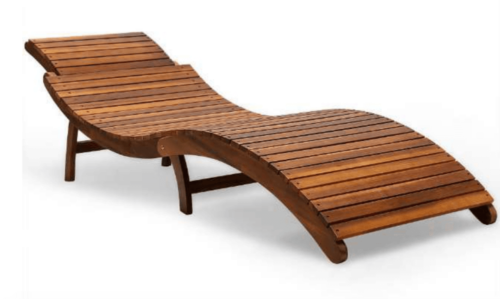 A wooden lounge chair.