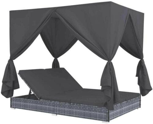 A black Bali bed for relaxing.