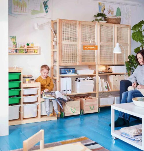 A child and mother spending time together in a room.