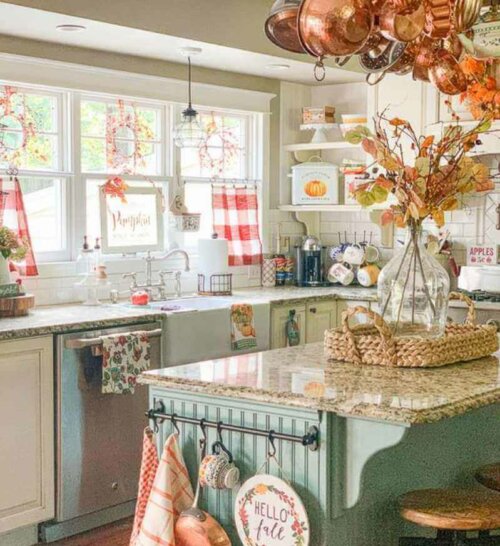 A countertop with farm themed objects.