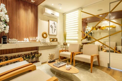 A living room with air conditioning.