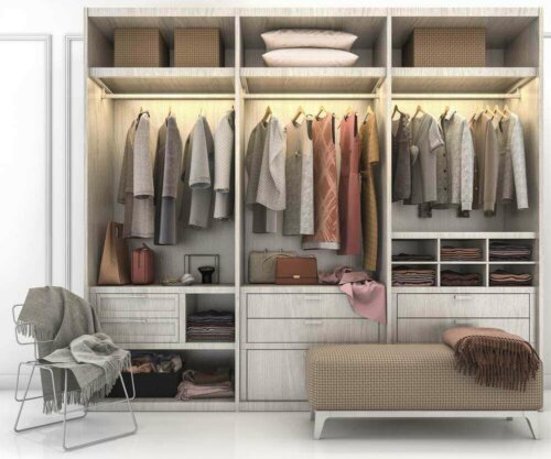 A neatly organized functional closet.