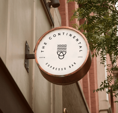 A street sign for a coffee shop.