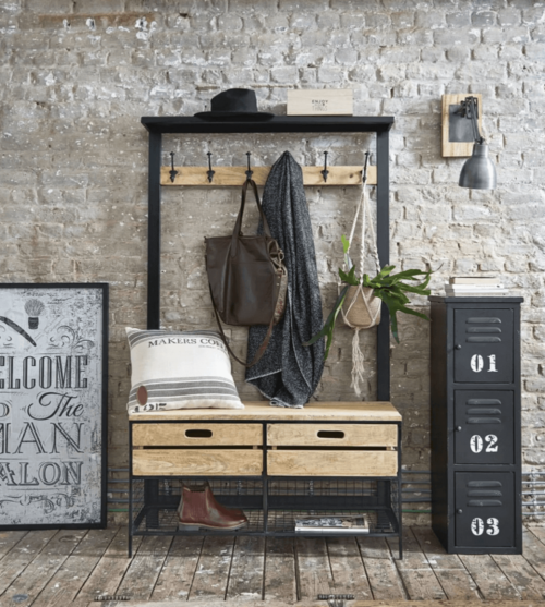 Some items hung on a rack.