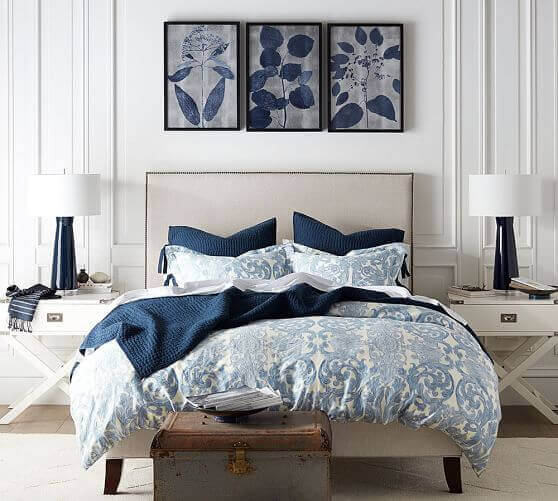 A blue bedspread.