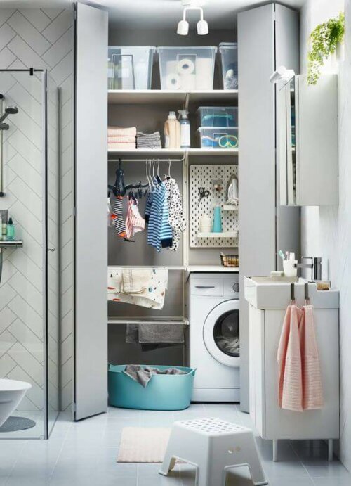 A laundry room.