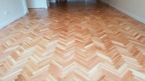 parquet floor and white walls
