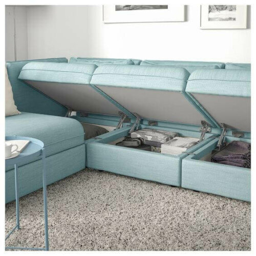 A sofa with storage space.