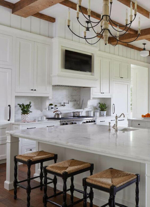 A TV in the kitchen.