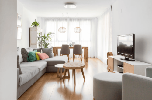 A low-cost living room.