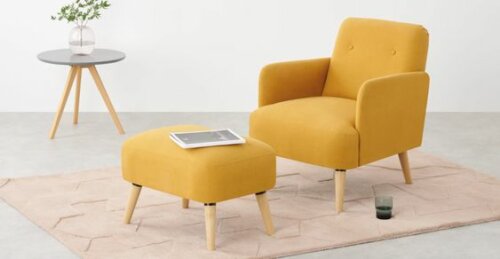 A modern yellow chair.