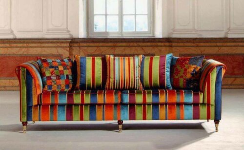 A very bright bohemian sofa.