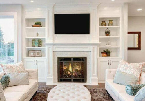 Ways To Create Symmetry Around Your Fireplace Decor Tips Create Symmetry Around Your Fireplace, Family Room Cabinets Around Fireplace