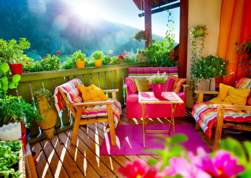 A colorful terrace.