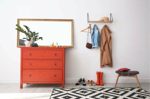 Consider a mirror when decorating your entryway.
