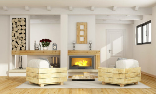 A modern rustic look for the living room.