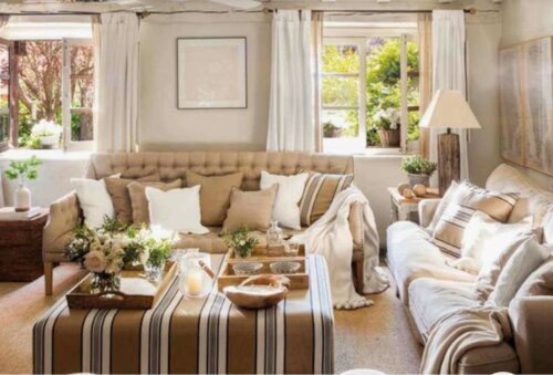 A beige summer living room.