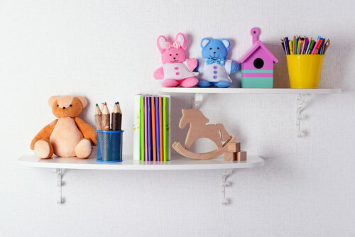 Shelves in a child's room.