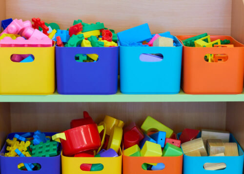 One way to help with organizing kids' toys is by creating a special place.