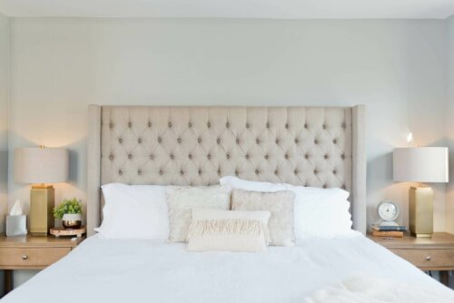 A velvet headboard.