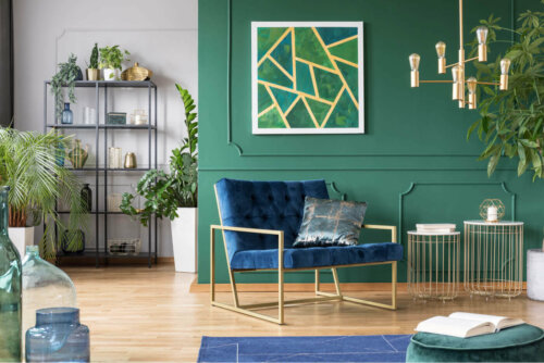 A green living room.