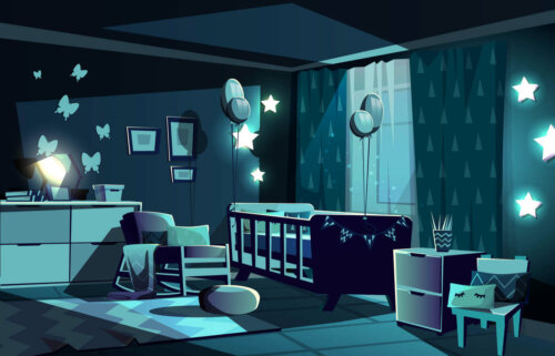 A blue bedroom.