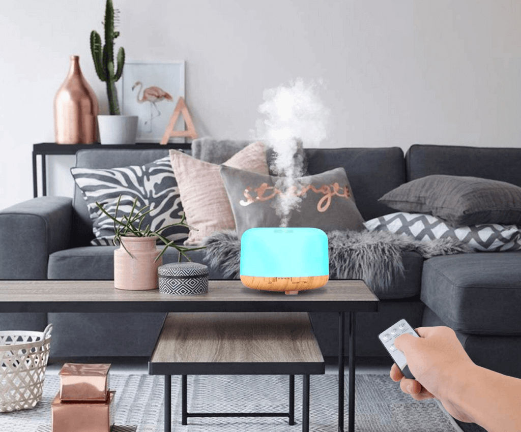 A humidifier in a living room.