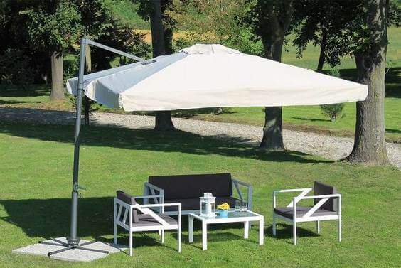 Sit outside under a parasol with your family and friends.