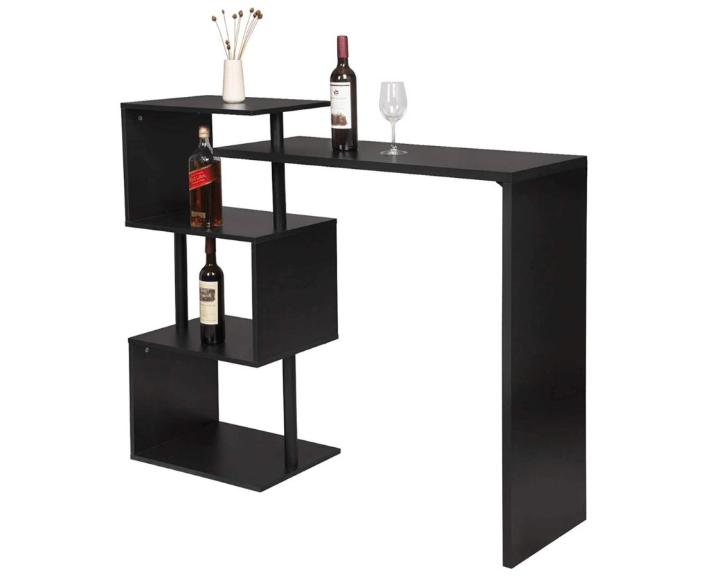 A stylish black wood bar.