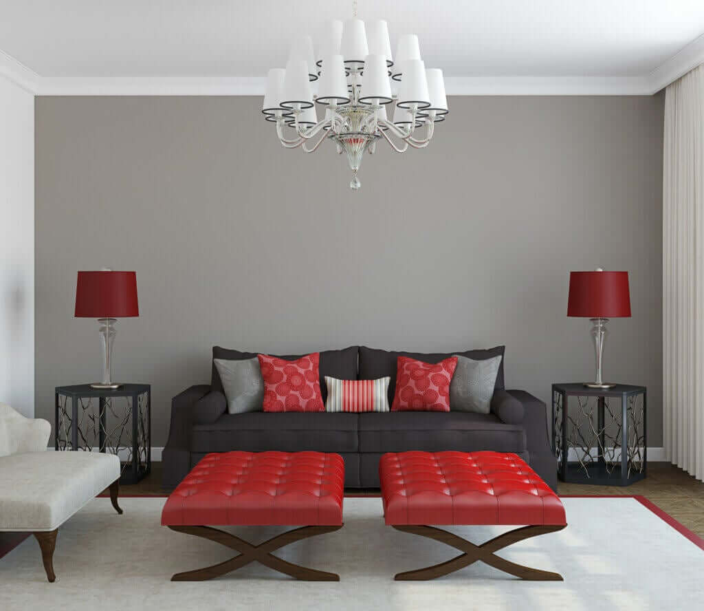 Maroon Gray Living Room 