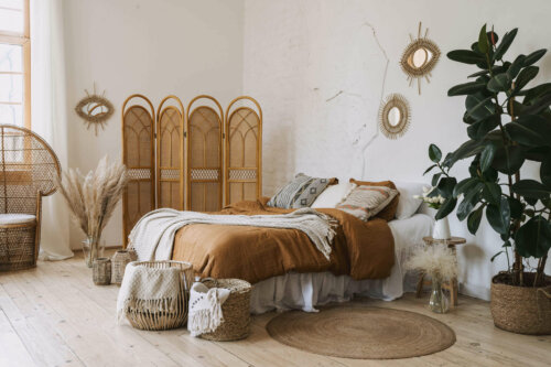 A boho-chic bedroom.