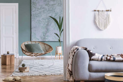 A home with a boho-chic rug.